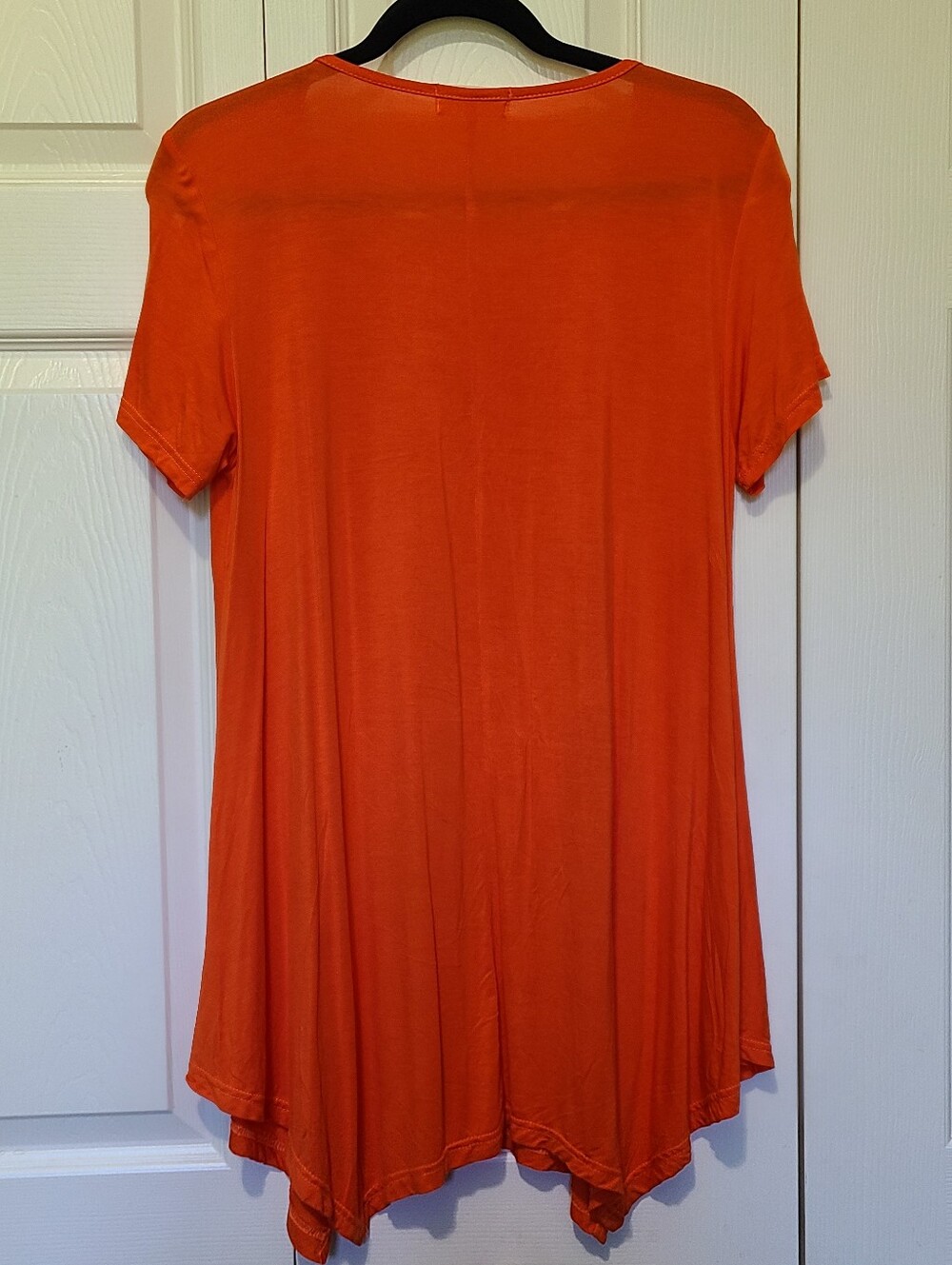 Larace Rayon Orange Short Sleeve Scoop-Neck Relaxed Flowy Swing Tunic Top Size M - Picture 3 of 5